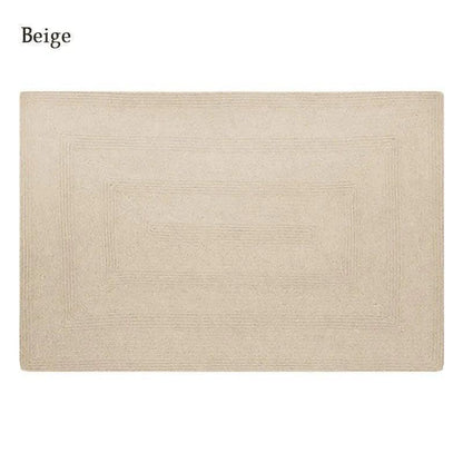 Minimal Natural Wool Rectangular Carpet │ Hand Woven Living Room Bedroom Rug - Besontique Home