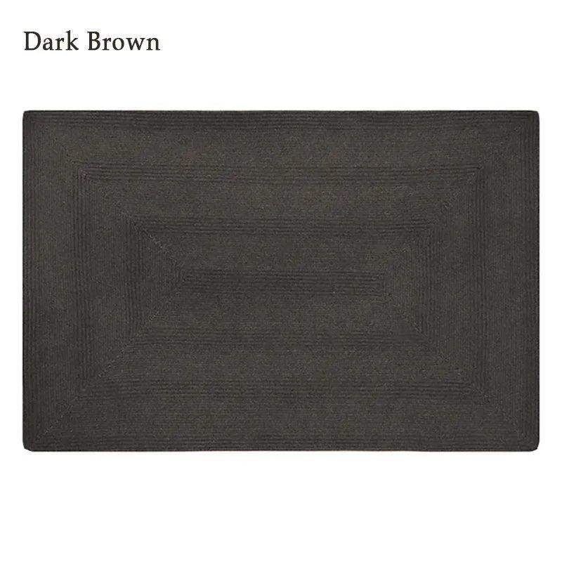 Minimal Natural Wool Rectangular Carpet │ Hand Woven Living Room Bedroom Rug - Besontique Home