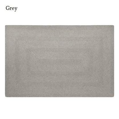 Minimal Natural Wool Rectangular Carpet │ Hand Woven Living Room Bedroom Rug - Besontique Home