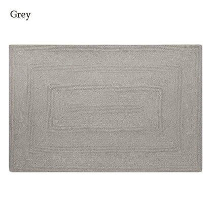 Minimal Natural Wool Rectangular Carpet │ Hand Woven Living Room Bedroom Rug - Besontique Home