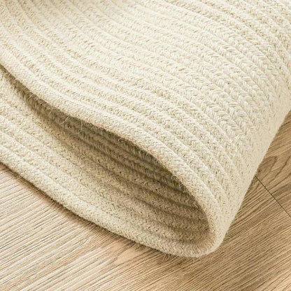 Minimal Natural Wool Round Carpet │ Hand Woven Living Room Bedroom Rug - Besontique Home