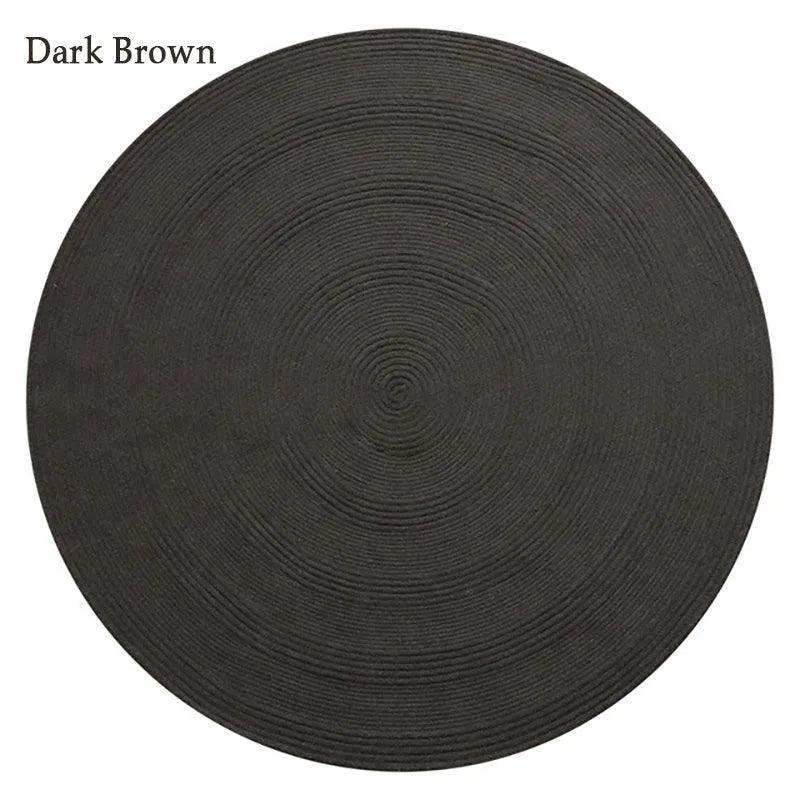 Minimal Natural Wool Round Carpet │ Hand Woven Living Room Bedroom Rug - Besontique Home