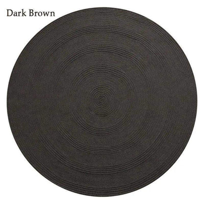 Minimal Natural Wool Round Carpet │ Hand Woven Living Room Bedroom Rug - Besontique Home