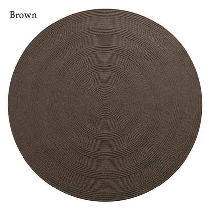 Minimal Natural Wool Round Carpet │ Hand Woven Living Room Bedroom Rug - Besontique Home