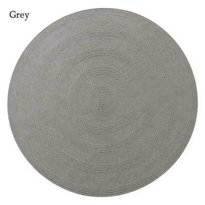 Minimal Natural Wool Round Carpet │ Hand Woven Living Room Bedroom Rug - Besontique Home