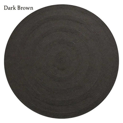 Minimal Natural Wool Round Carpet │ Hand Woven Living Room Bedroom Rug - Besontique Home