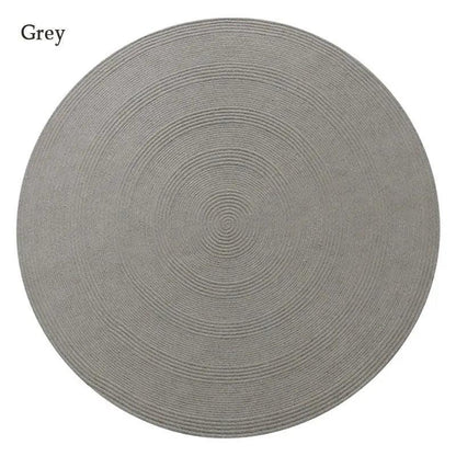 Minimal Natural Wool Round Carpet │ Hand Woven Living Room Bedroom Rug - Besontique Home