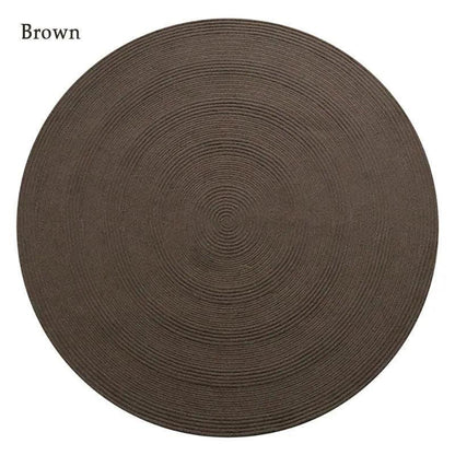 Minimal Natural Wool Round Carpet │ Hand Woven Living Room Bedroom Rug - Besontique Home