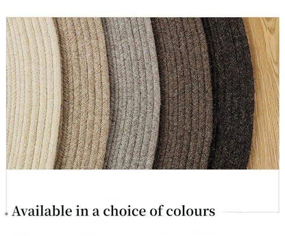 Minimal Natural Wool Round Carpet │ Hand Woven Living Room Bedroom Rug - Besontique Home
