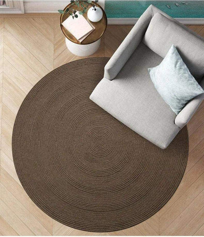 Minimal Natural Wool Round Carpet │ Hand Woven Living Room Bedroom Rug - Besontique Home
