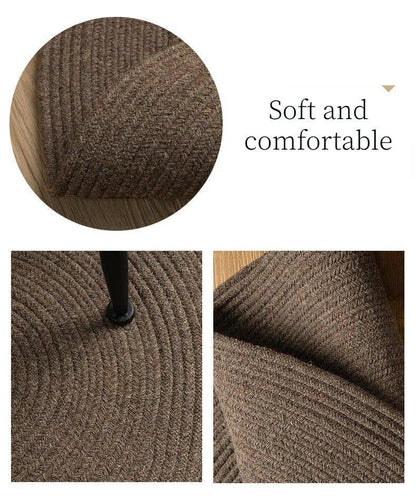 Minimal Natural Wool Round Carpet │ Hand Woven Living Room Bedroom Rug - Besontique Home