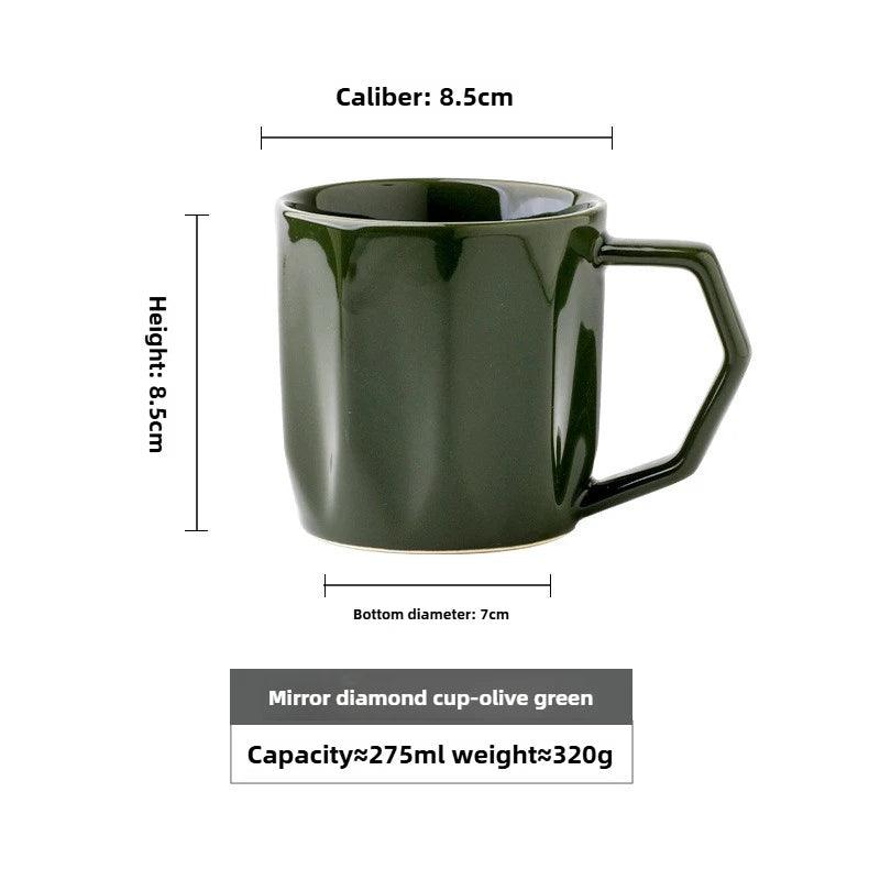 Minimal Retro Mug Cup with Anti-scald Handle │ Modern Simple Design Ceramic Kitchenware - Besontique