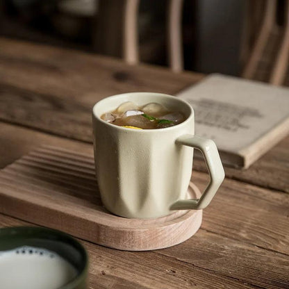 Minimal Retro Mug Cup with Anti-scald Handle │ Modern Simple Design Ceramic Kitchenware - Besontique