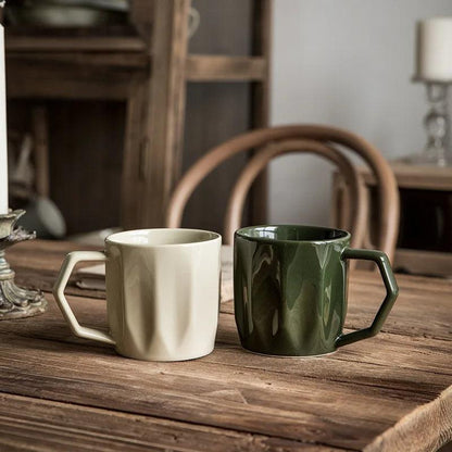 Minimal Retro Mug Cup with Anti-scald Handle │ Modern Simple Design Ceramic Kitchenware - Besontique