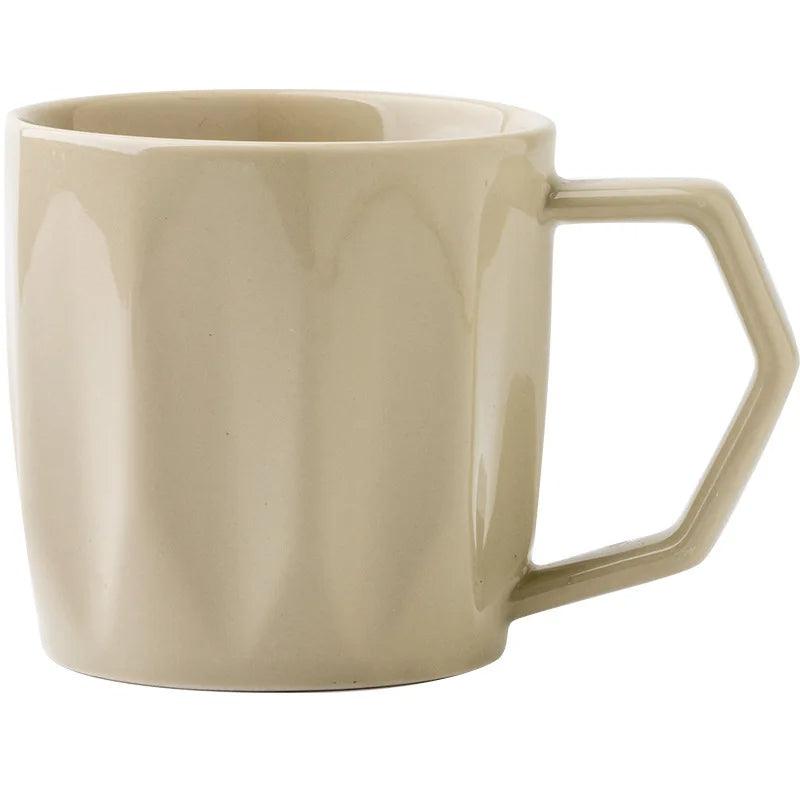 Minimal Retro Mug Cup with Anti-scald Handle │ Modern Simple Design Ceramic Kitchenware - Besontique