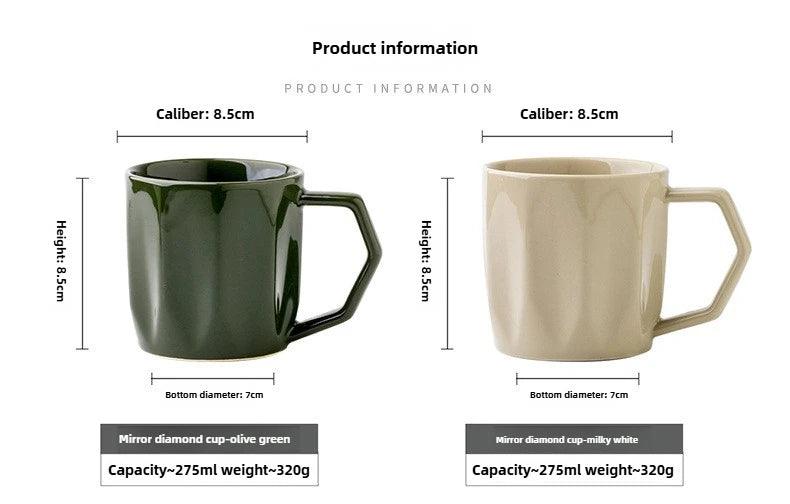 Minimal Retro Mug Cup with Anti-scald Handle │ Modern Simple Design Ceramic Kitchenware - Besontique