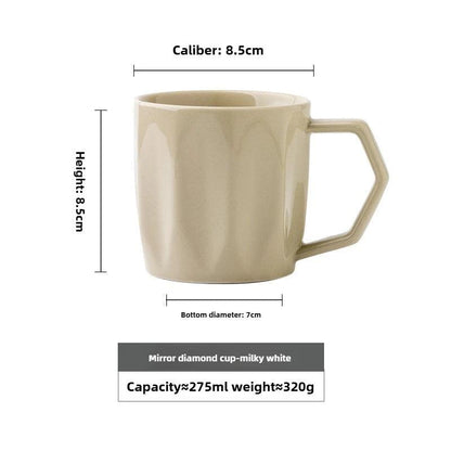 Minimal Retro Mug Cup with Anti-scald Handle │ Modern Simple Design Ceramic Kitchenware - Besontique