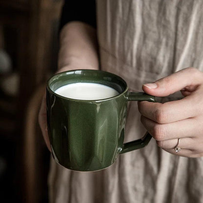 Minimal Retro Mug Cup with Anti-scald Handle │ Modern Simple Design Ceramic Kitchenware - Besontique Home