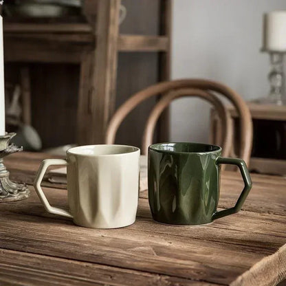 Minimal Retro Mug Cup with Anti-scald Handle │ Modern Simple Design Ceramic Kitchenware - Besontique Home