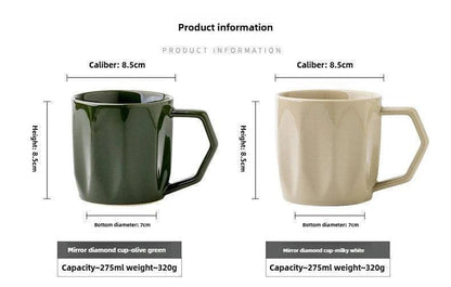 Minimal Retro Mug Cup with Anti-scald Handle │ Modern Simple Design Ceramic Kitchenware - Besontique Home
