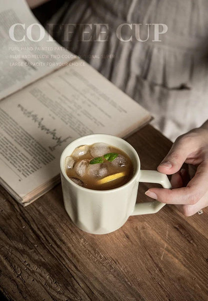 Minimal Retro Mug Cup with Anti-scald Handle │ Modern Simple Design Ceramic Kitchenware - Besontique Home