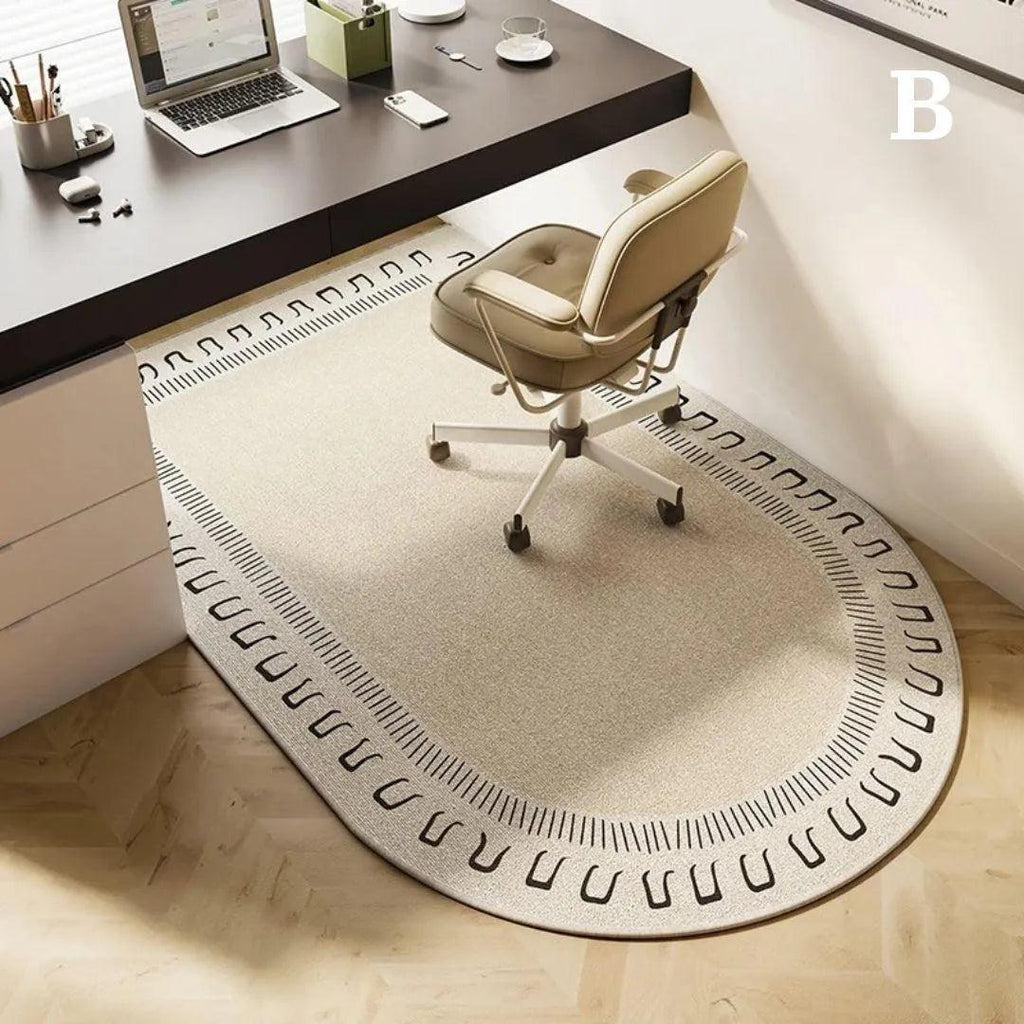Minimal Rounded Corner Non-slip Floor Mat │ Modern Bedroom Study Computer Desk Rug Carpet - Besontique Home