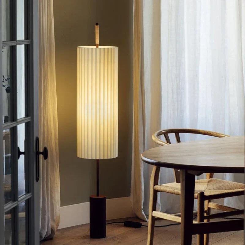 Minimalist Fabric Marble Floor Lamp │ Modern Retro Art LED Home Mood Tall Stand Light - Besontique Home