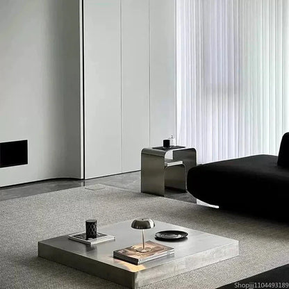 Minimalist Stainless Steel Coffee Living Room Table │ Japandi Modern Bedside End Table Furniture - Besontique Home