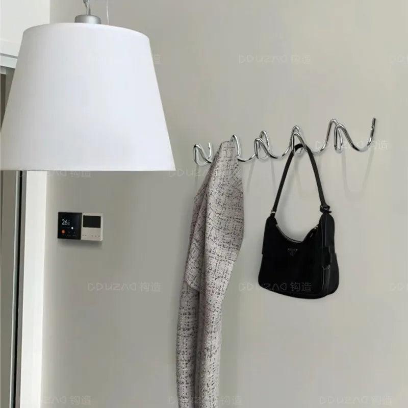 Minimalist Wave Wall Hanging Hook Hanger │ Modern Wall Mounted Rack for Clothes Bags Coat Entrance Door Home Decoration - Besontique Home