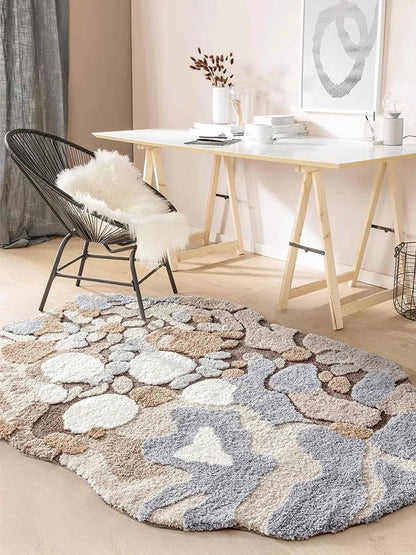 Modern Abstract Art Soft High-Quality Tufting Area Rug │ Irregular Design Fluffy Floor Bedroom Carpet - Besontique