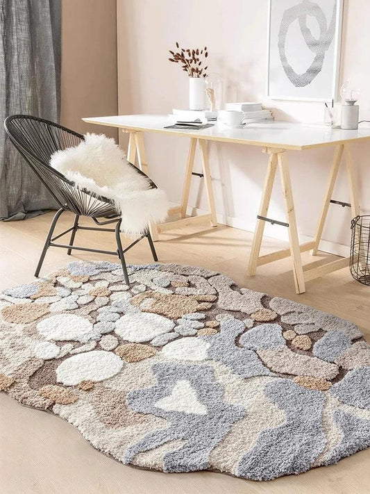 Modern Abstract Art Soft High-Quality Tufting Area Rug │ Irregular Design Fluffy Floor Bedroom Carpet - Besontique