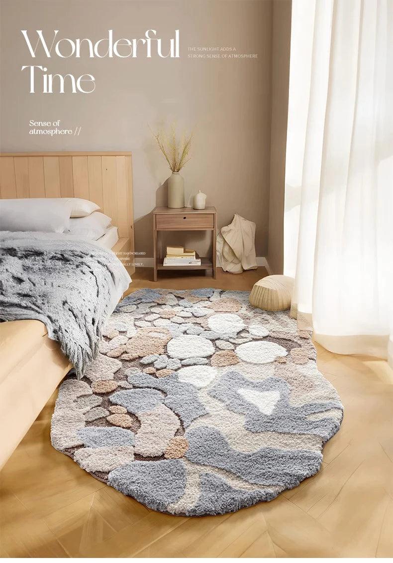 Modern Abstract Art Soft High-Quality Tufting Area Rug │ Irregular Design Fluffy Floor Bedroom Carpet - Besontique