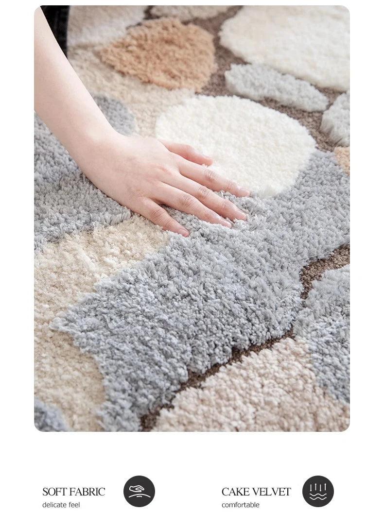 Modern Abstract Art Soft High-Quality Tufting Area Rug │ Irregular Design Fluffy Floor Bedroom Carpet - Besontique