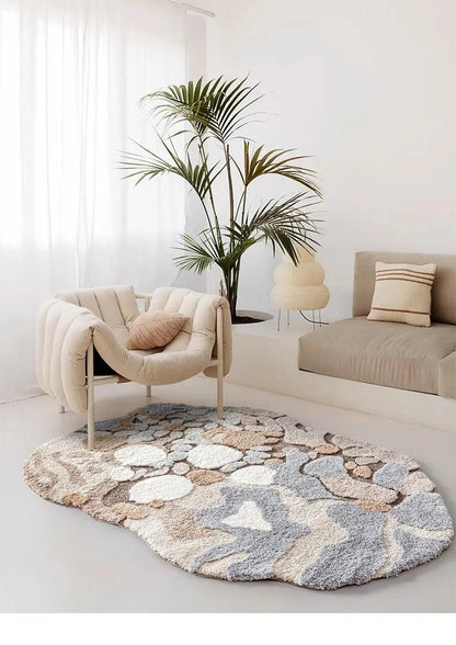 Modern Abstract Art Soft High-Quality Tufting Area Rug │ Irregular Design Fluffy Floor Bedroom Carpet - Besontique