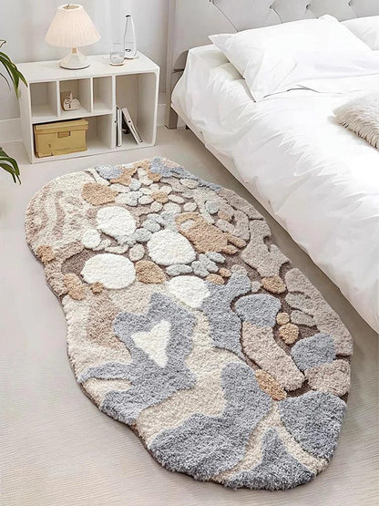 Modern Abstract Art Soft High-Quality Tufting Area Rug │ Irregular Design Fluffy Floor Bedroom Carpet - Besontique