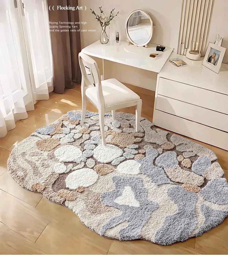 Modern Abstract Art Soft High-Quality Tufting Area Rug │ Irregular Design Fluffy Floor Bedroom Carpet - Besontique