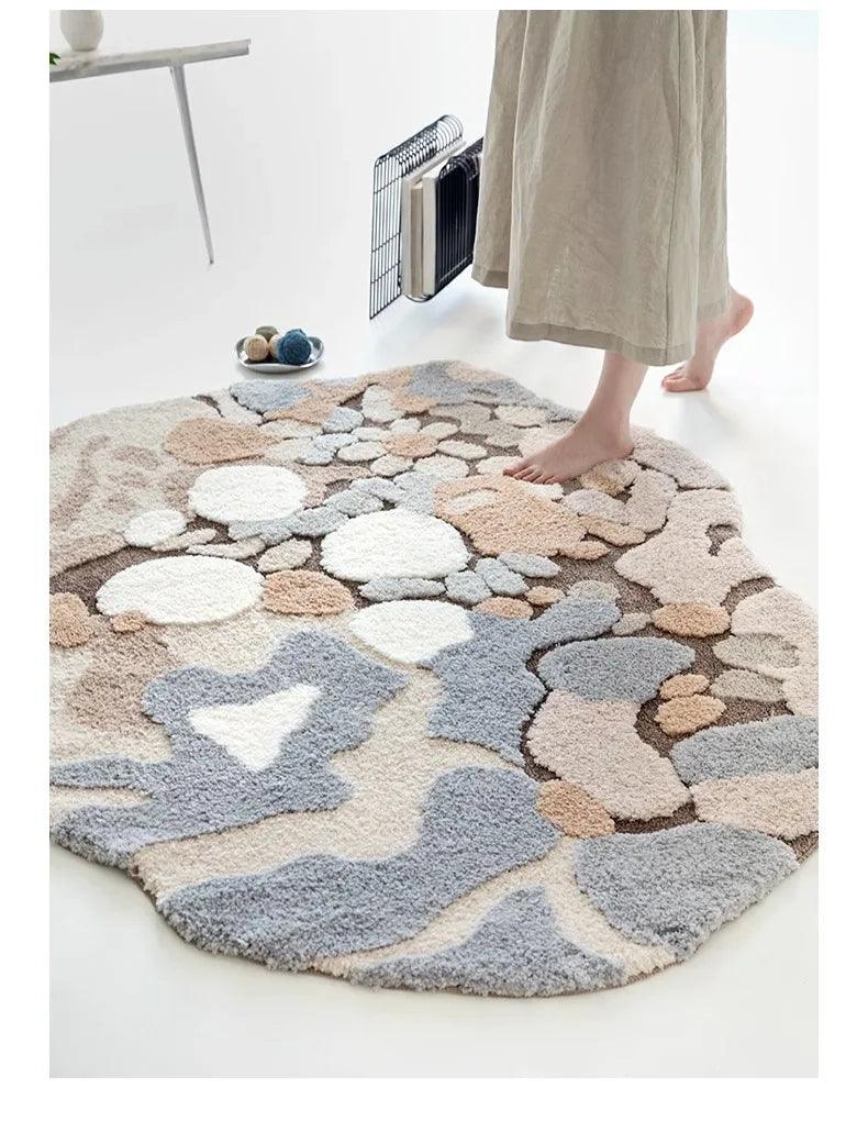 Modern Abstract Art Soft High-Quality Tufting Area Rug │ Irregular Design Fluffy Floor Bedroom Carpet - Besontique