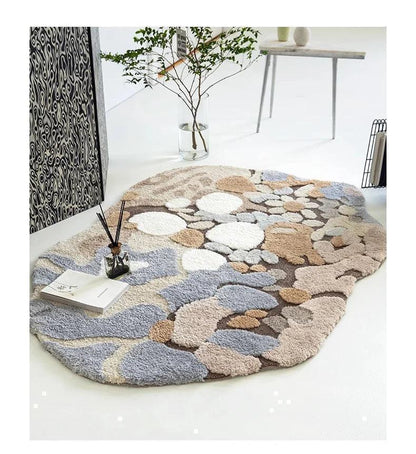 Modern Abstract Art Soft High-Quality Tufting Area Rug │ Irregular Design Fluffy Floor Bedroom Carpet - Besontique Home