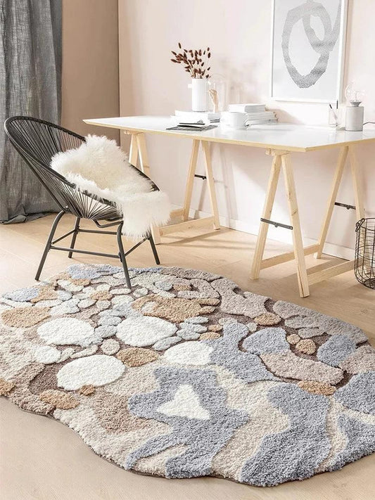 Modern Abstract Art Soft High-Quality Tufting Area Rug │ Irregular Design Fluffy Floor Bedroom Carpet - Besontique Home