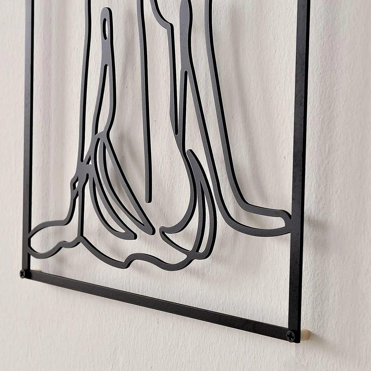 Modern Abstract Female Black Line Silhouette Metal Art │ Nordic Woman Iron Wall Hanging Decor Ornament - Besontique Home