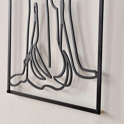 Modern Abstract Female Black Line Silhouette Metal Art │ Nordic Woman Iron Wall Hanging Decor Ornament - Besontique Home