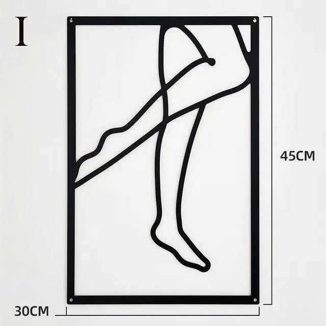 Modern Abstract Female Black Line Silhouette Metal Art │ Nordic Woman Iron Wall Hanging Decor Ornament - Besontique Home