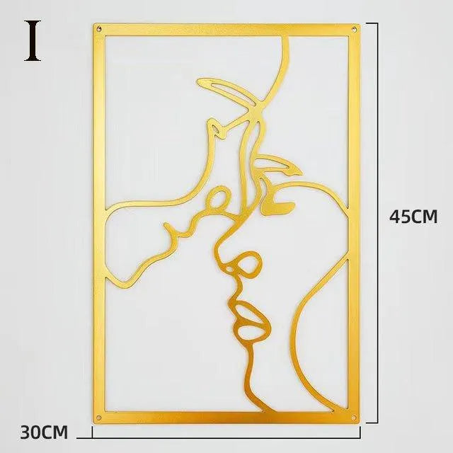 Modern Abstract Female Gold Line Silhouette Metal Art │ Nordic Woman Iron Wall Hanging Decor Ornament - Besontique Home