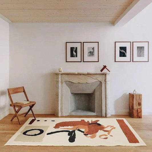 Modern Abstract Pattern Design Plush Large Carpet │ Minimalist Decorative Living Room Bedroom Mat Rug - Besontique Home