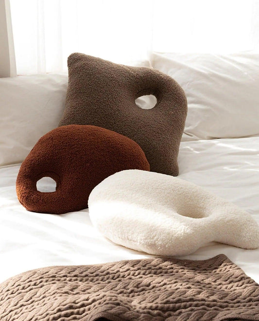 Modern Abstract Throw Pillows │ Neutral Solid Color Wool Decorative Cushion - Besontique Home
