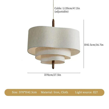 Modern Art Deco Linen Fabric Pendant Ceiling Light │ Japandi Chandelier Hanging Lamp - Besontique Home