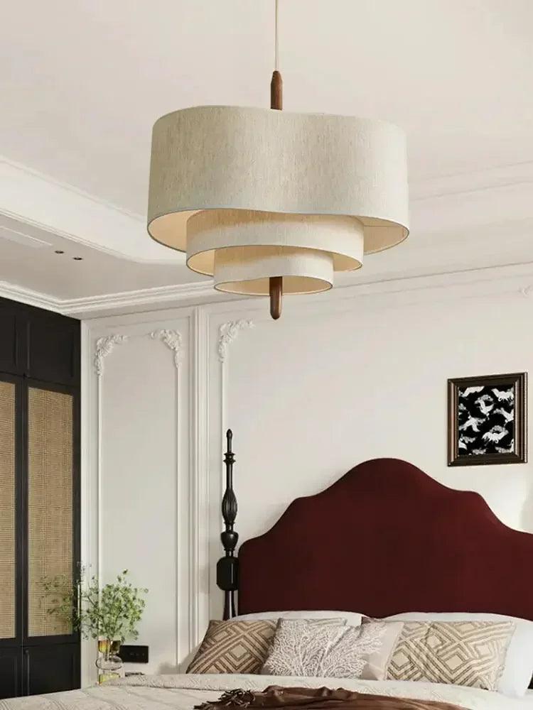 Modern Art Deco Linen Fabric Pendant Ceiling Light │ Japandi Chandelier Hanging Lamp - Besontique Home