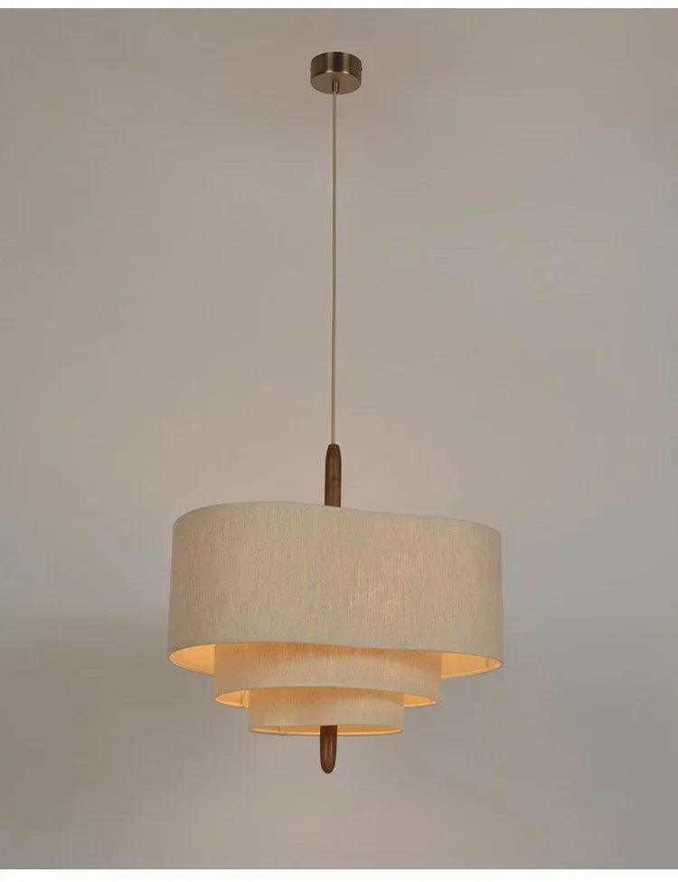 Modern Art Deco Linen Fabric Pendant Ceiling Light │ Japandi Chandelier Hanging Lamp - Besontique Home