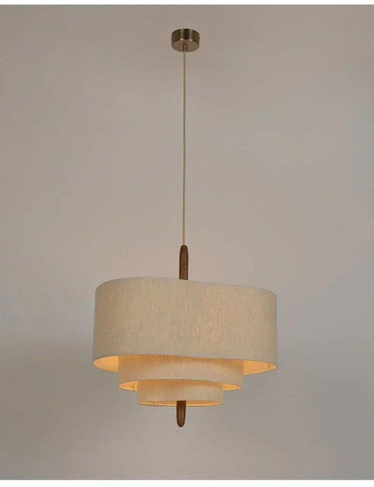 Modern Art Deco Linen Fabric Pendant Ceiling Light │ Japandi Chandelier Hanging Lamp - Besontique Home