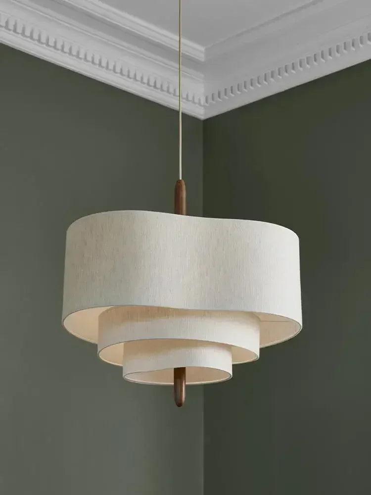 Modern Art Deco Linen Fabric Pendant Ceiling Light │ Japandi Chandelier Hanging Lamp - Besontique Home